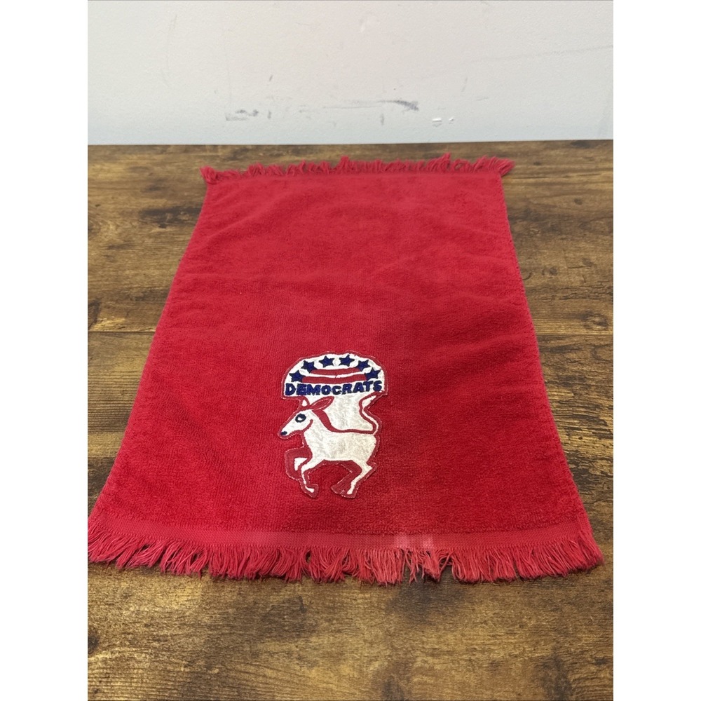 Vintage Hand‎ Towel Red White Blue Democrats Political Donkey Made In The USA